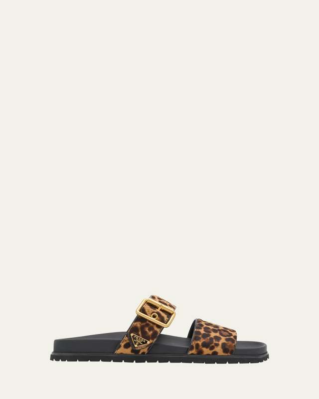 Leopard Buckle Sporty Slide Sandals